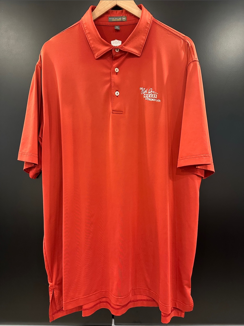Peter Millar Summer Comfort Polo Shirt Mens XL Orange Pete Dye French Lick Golf‎